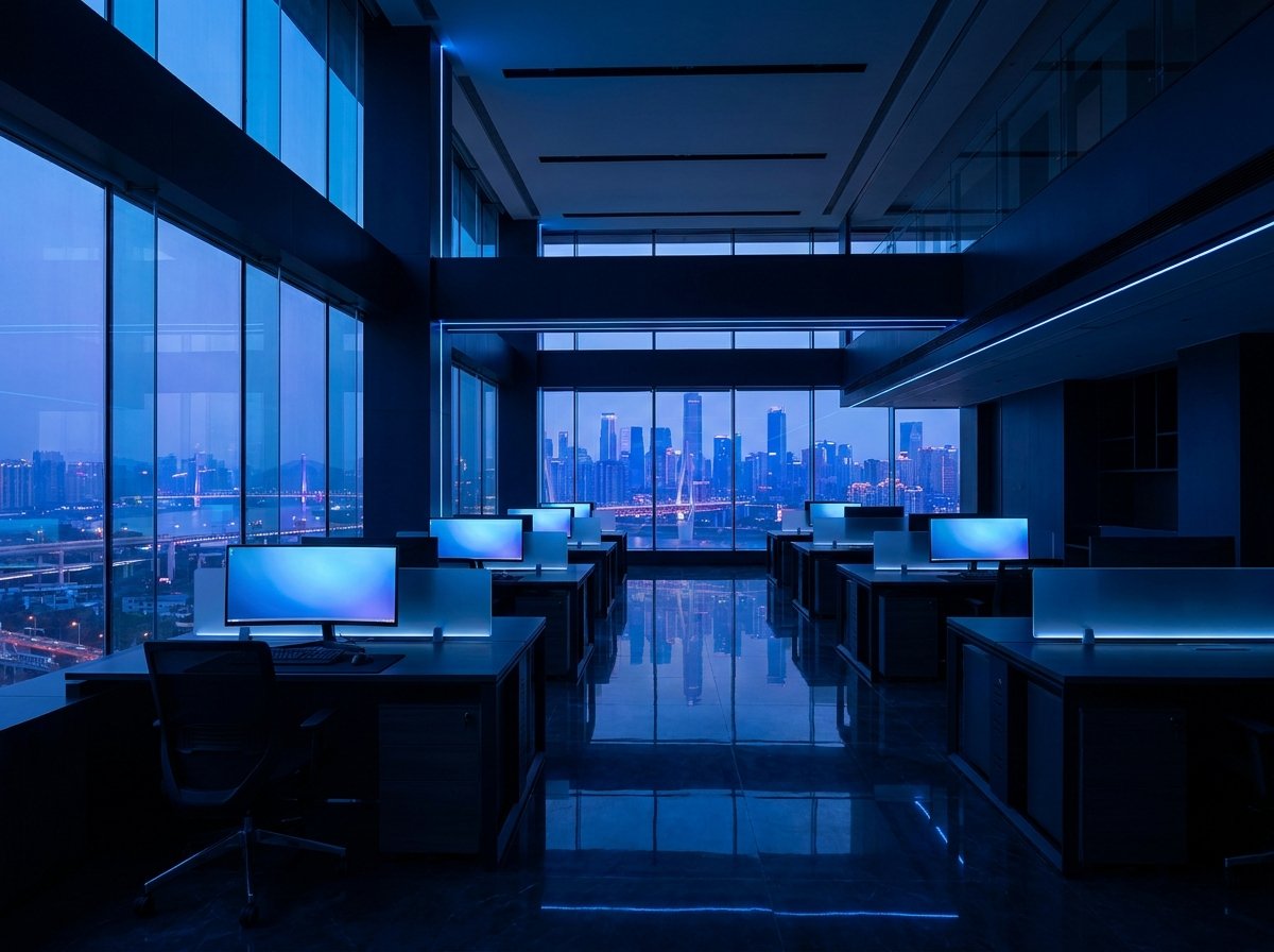 Escritório de contabilidade da HUB em Uberlândia ao entardecer com vista para a cidade